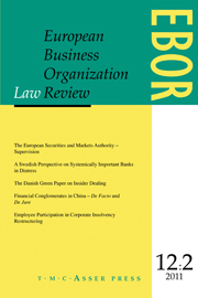 European Business Organization Law Review (EBOR) Volume 12 - Issue 2 -