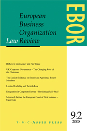 European Business Organization Law Review (EBOR) Volume 9 - Issue 2 -