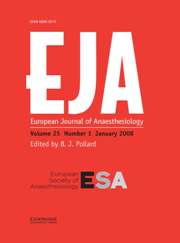 European Journal of Anaesthesiology Volume 25 - Issue 1 -