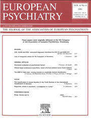 European Psychiatry Volume 6 - Issue 6 -