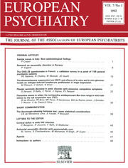 European Psychiatry Volume 7 - Issue 1 -