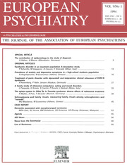 European Psychiatry Volume 9 - Issue 1 -