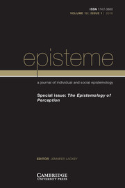 Episteme Volume 13 - Special Issue1 -  The Epistemology of Perception