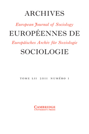 European Journal of Sociology / Archives Européennes de Sociologie Volume 52 - Issue 1 -