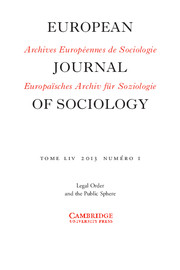 European Journal of Sociology / Archives Européennes de Sociologie Volume 54 - Issue 1 -