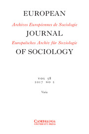 European Journal of Sociology / Archives Européennes de Sociologie Volume 58 - Issue 2 -