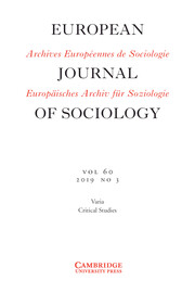 European Journal of Sociology / Archives Européennes de Sociologie Volume 60 - Issue 3 -