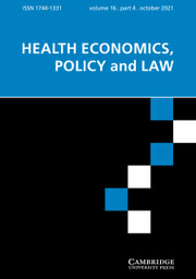 Health Economics, Policy and Law Volume 16 - Issue 4 -