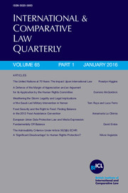 International & Comparative Law Quarterly Volume 65 - Issue 1 -