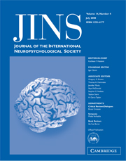 Journal of the International Neuropsychological Society Volume 14 - Issue 4 -