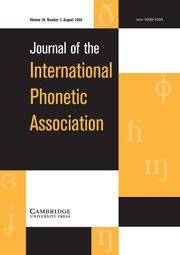 Journal of the International Phonetic Association Volume 39 - Issue 2 -