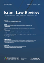 Israel Law Review Volume 54 - Issue 1 -