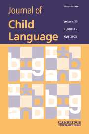 Journal of Child Language Volume 30 - Issue 2 -