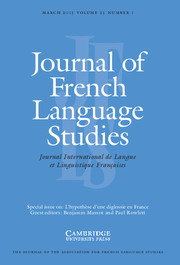 Journal of French Language Studies Volume 23 - Special Issue1 -  L'hypothèse d'une diglossie en France