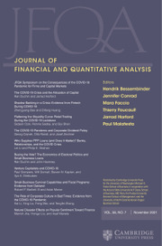 Journal of Financial and Quantitative Analysis Volume 56 - Issue 7 -  JFQA Symposium on the Consequences of the COVID-19 Pandemic for Firms and Capital Markets