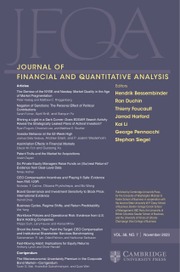 Journal of Financial and Quantitative Analysis Volume 58 - Issue 7 -