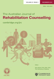 The Australian Journal of Rehabilitation Counselling Volume 22 - Issue 2 -