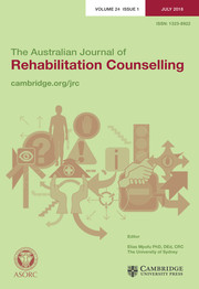 The Australian Journal of Rehabilitation Counselling Volume 24 - Issue 1 -