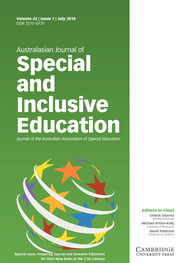 Australasian Journal of Special and Inclusive Education Volume 42 - Special Issue1 -  Preparing Special and Inclusive Educators for Their New Roles in the 21st Century