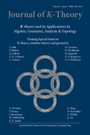 Journal of K-Theory Volume 12 - Issue 1 -  Nanjing Special Issue on K-theory, number theory and geometry