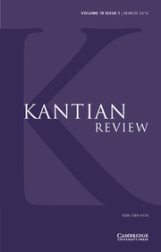 Kantian Review Volume 19 - Issue 1 -