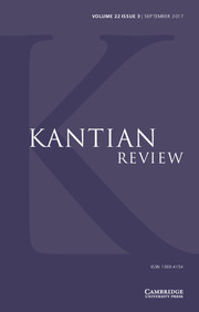 Kantian Review Volume 22 - Issue 3 -