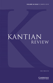 Kantian Review Volume 24 - Issue 1 -