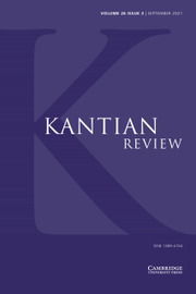 Kantian Review Volume 26 - Issue 3 -