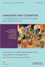 Language and Cognition Volume 8 - Special Issue3 -  Special issue on Usage-based Approaches to Language and Language Issues