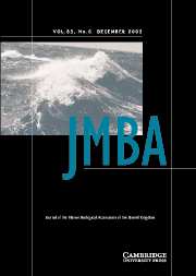 Journal of the Marine Biological Association of the United Kingdom Volume 83 - Issue 6 -