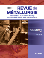 Metallurgical Research & Technology Volume 100 - Issue 4 -  Aciéries Métallurgie Coulée continue Réfractaires Aciéries Métallurgie Coulée continue Réfractaires Aciéries Métallurgie Coulée continue Réfractaires Aciéries Métallurgie Coulée continue Réfractaires