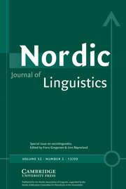 Nordic Journal of Linguistics Volume 32 - Issue 2 -  Sociolinguistics