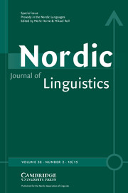 Nordic Journal of Linguistics Volume 38 - Issue 2 -  Prosody in the Nordic Languages