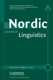 Nordic Journal of Linguistics Volume 40 - Special Issue2 -  Receptive Multilingualism