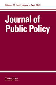 Journal of Public Policy Volume 23 - Issue 1 -