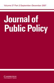 Journal of Public Policy Volume 27 - Issue 3 -