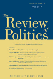 The Review of Politics Volume 79 - Issue 4 -  Dennis WM Moran: In Appreciation and Gratitude